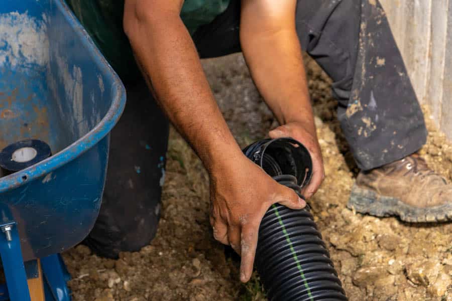 Crawl space french drain installation services in Indianapolis.